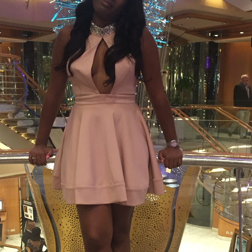 BEBE halter dress- blush/pink